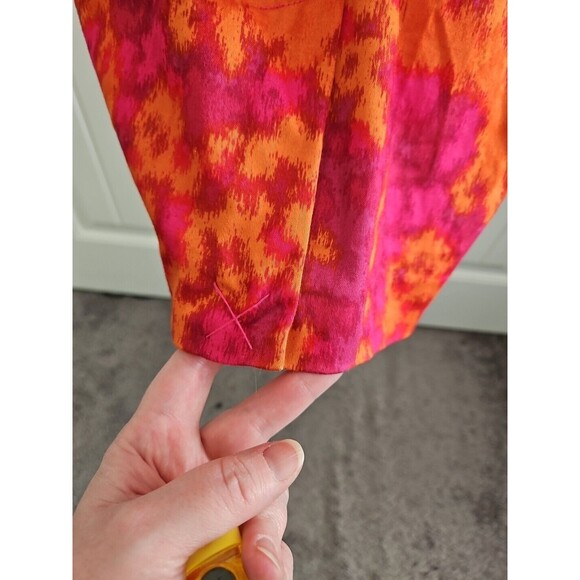 Michael Kors SZ 4 Orange/Red Color Burst Sleeveless Lined Sheath Dress Cotton - Picture 4 of 9